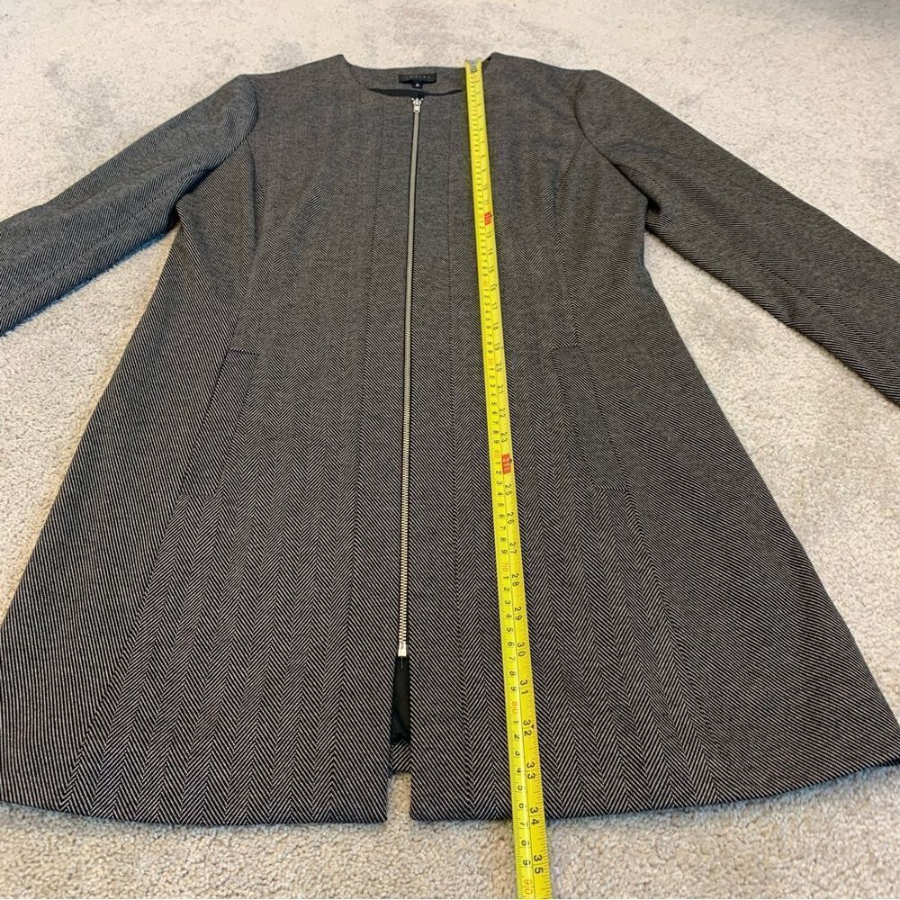 TOBIAS black herringbone long sleeve blazer coat zipper front Sz 10 NWOT - Picture 10 of 12